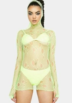 X_Be Wicked Neon Hooked On You Fishnet Mini Dress