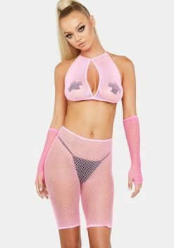 X_Pink Lipstick Pretty Dark As Night Bike Short Set