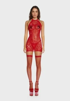 X_Leg Avenue Come Closer Bodystocking Dress