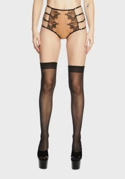 Playful Promises Tiger Peach Mesh Embroidered High Waisted Brief