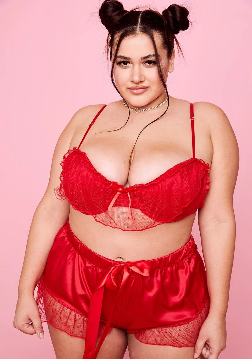 Sugar Thrillz Plus Cherry By The Banks Satin Lingerie Set 3 Sugar Thrillz Plus Cherry By The Banks Satin Lingerie Set