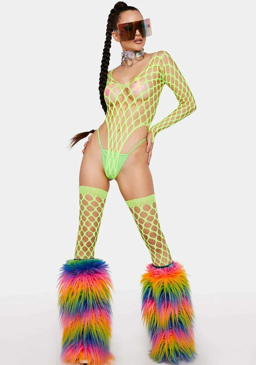 X_Be Wicked Neon So Alluring Fishnet Bodysuit & Stockings Set 5 X_Be Wicked Neon So Alluring Fishnet Bodysuit & Stockings Set - Image 3