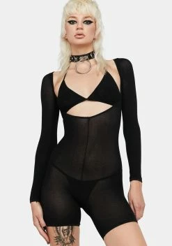 X_Pink Lipstick You're A Knockout Long Sleeve Playsuit Set