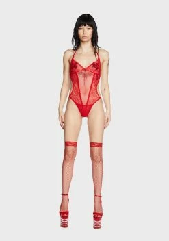 X_René Rofé Hot Get To The Point Lace Bodysuit
