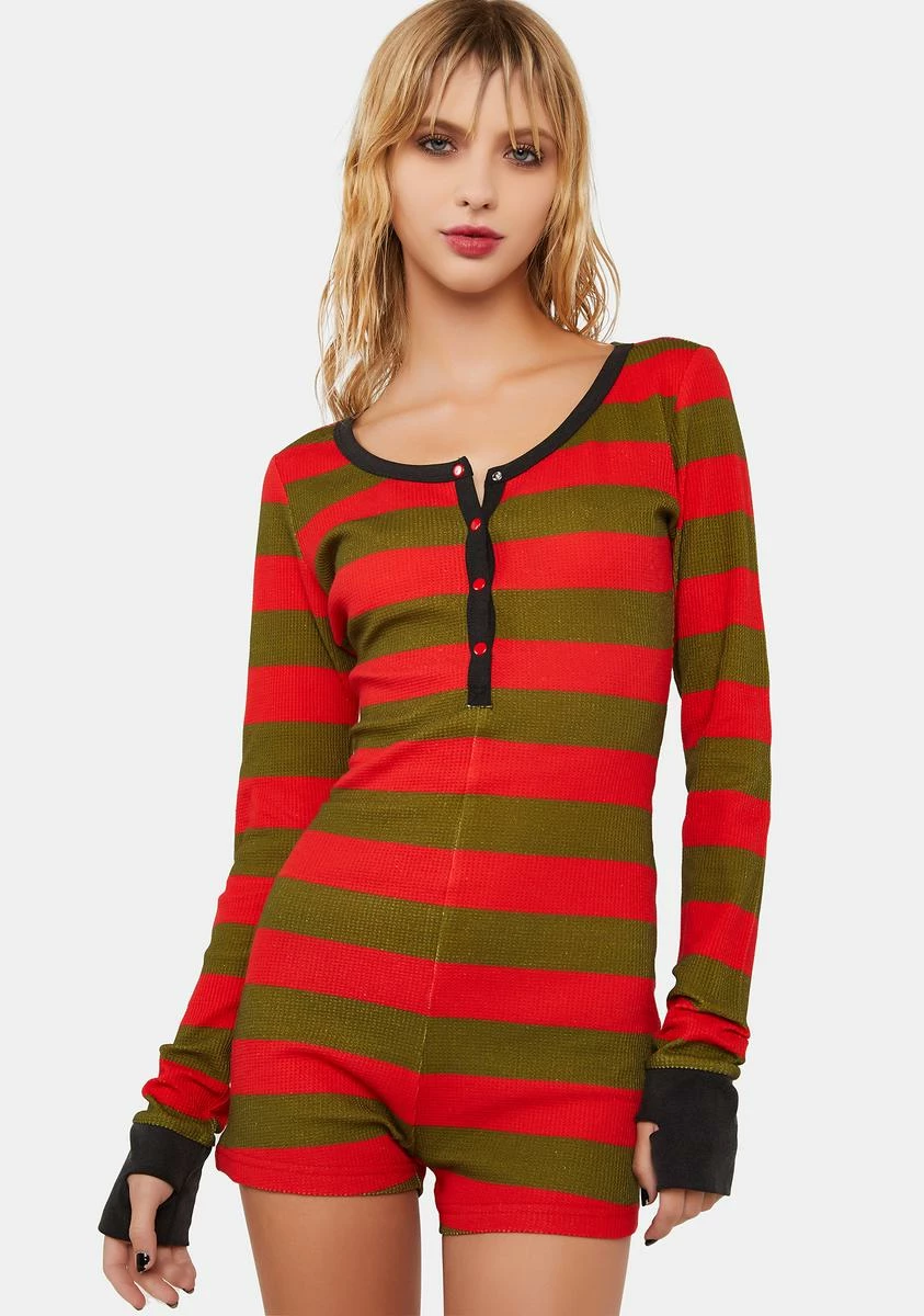 Dolls Kill X WB Horror Total Slasher Thermal Romper 3 Dolls Kill X WB Horror Total Slasher Thermal Romper