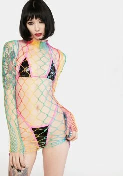 X_Music Legs Freaky Fusion Fishnet Mini Dress