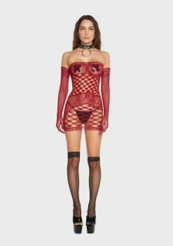 X_Leg Avenue Finally Playtime Bodystocking Dress With Gloves