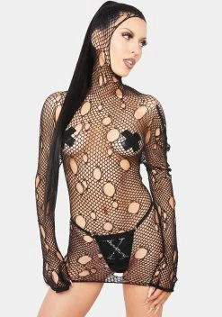 X_Be Wicked Hooked On You Fishnet Mini Dress